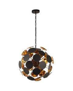 Searchlight Discus 3074-4BG zwarte hanglamp met goud kleurige binnenzijde