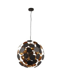 Searchlight Discus 3076-6BG zwarte hanglamp met goud kleurige binnenzijde
