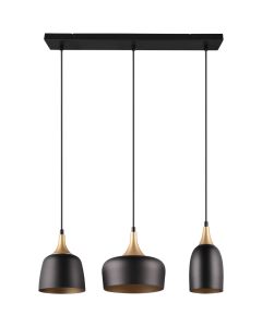 Trio Chiraz 310500332 zwart gouden hanglamp
