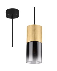 Trio Robin 310600154 mat messing hanglamp met rookglas