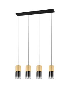 Trio Robin 310600454 mat messing hanglamp met rookglas