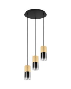 Trio Robin 310630354 mat messing hanglamp met rookglas
