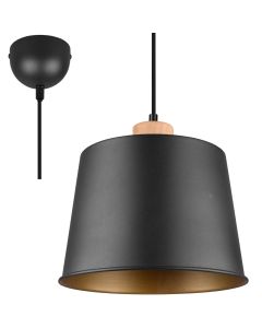 Trio Harris 312700132 mat zwarte hanglamp met hout