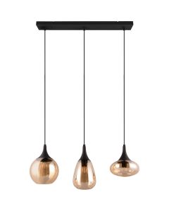 Trio Lumina 317000313 zwarte hanglamp met amber glas