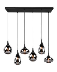 Trio Lumina 317000632 zwarte hanglamp met verchroomde kappen
