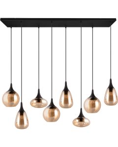 Trio Lumina 317000813 zwarte hanglamp met amber glas