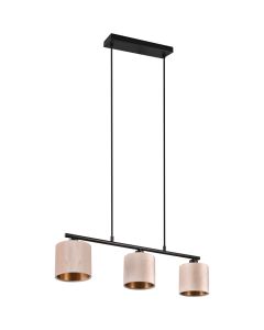 Trio Julieta 319000344 zwarte hanglamp met fluwelen kappen
