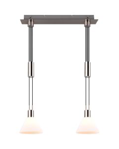 Trio Stanley 319500207 staal kleurige hanglamp met twee trekpendels