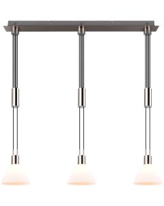 Trio Stanley 319500307 staal kleurige hanglamp met drie trekpendels