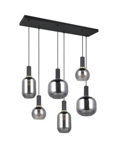 Trio Diva 319800632 zwarte hanglamp met chroom verdampt glas