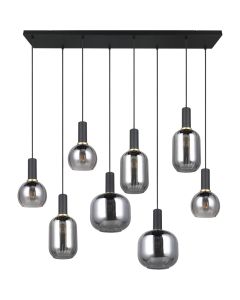 Trio Diva 319800832 zwarte hanglamp met chroom verdampt glas