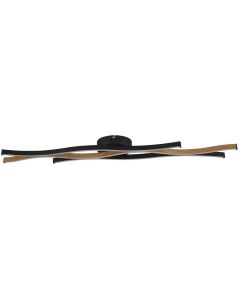 Searchlight Bloom 32103-1BK zwart met houtkleurige plafondlamp