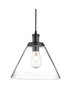 Searchlight Pyramid 3228BK zwarte hanglamp met helder glas
