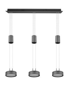 Trio Franklin 326510342 grijze hanglamp met trekpendels