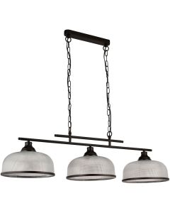 Searchlight Highworth 3593-3BK zwarte hanglamp met holofaan glas