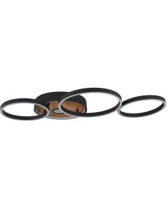 Searchlight Curio 36305-1BK zwarte plafondlamp met hout