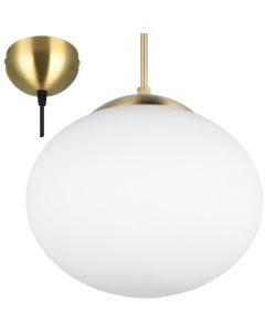 Trio Fomento 363100108 mat messing hanglamp met wit glas