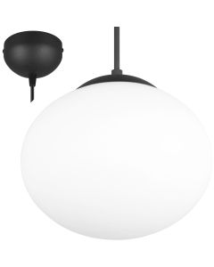 Trio Fomento 363100132 mat zwarte hanglamp met wit glas