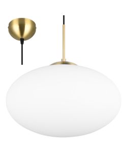 Trio Fomento 363190108 mat messing hanglamp met wit glas