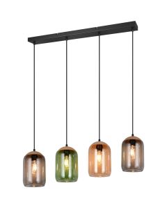 Trio Cork 364600417 amber, groen en rookglazen hanglamp