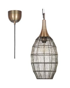 Trio Soraya 365420104 brons kleurige hanglamp van metaaldraad