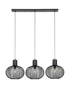 Trio Gila 365700332 zwarte hanglamp met drie kappen