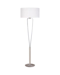 Trio Paris 400200107 staal kleurige vloerlamp met wit textiel