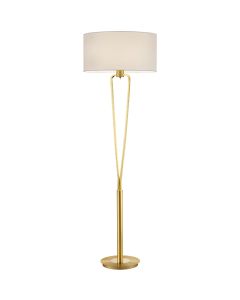 Trio Paris 400200108 messing vloerlamp met wit textiel