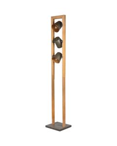 Trio Bell 401900367 antiek stalen vloerlamp met hout