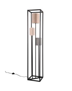Trio Ross 403100317 zwarte vloerlamp met drie kleuren kappen