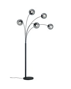 Trio Salini 408500542 booglamp met vijf rookglazen bollen