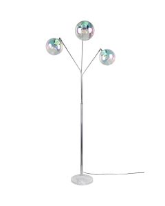Trio Paxton 416900306 chromen vloerlamp met iriserend glas