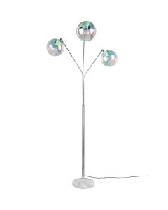 Trio Paxton 416900306 chromen vloerlamp met iriserend glas
