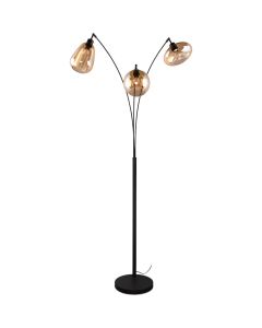 Trio Lumina 417000313 vloerlamp met drie amber glazen kappen
