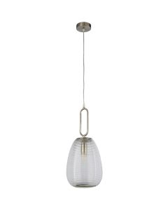 Hanglamp Elixer 43581-1SN hanglamp met geribbeld glas
