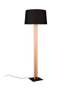Trio Rahul 447610232 houten vloerlamp met zwarte kap