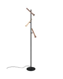 Trio Fiato 452010317 zwarte vloerlamp met kappen in bruin tinten