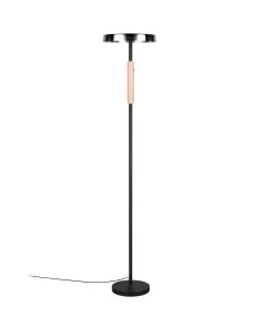 Trio Celeste 454910132 zwarte vloerlamp met verchroomd glas
