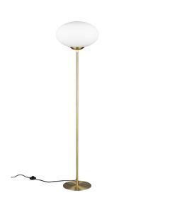 Trio Fomento mat messing vloerlamp met wit glas