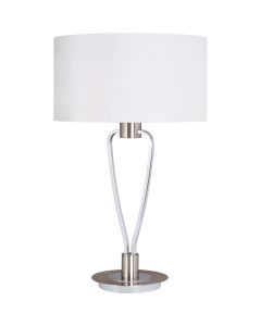 Trio Paris 500200107 staal kleurige tafellamp met textiel