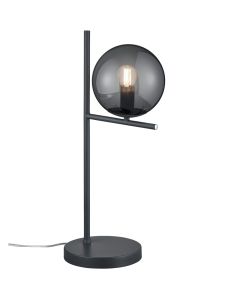 Trio Pure 502000142 antraciet grijze tafellamp met rookglas