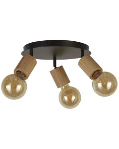 Searchlight Spinny 50211-3NA zwarte spot met houten fittingen