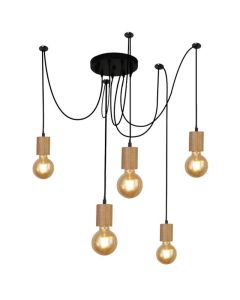 Searchlight Spinny 50213-5NA zwarte hanglamp met houden lamphouders