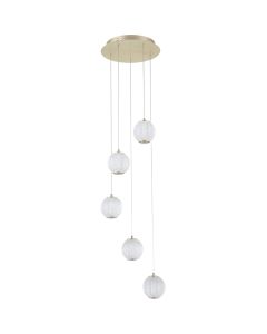 Searchlight Allure 51481-5SB messing hanglamp met acryl bollen