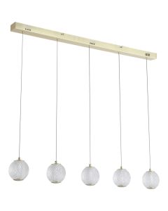 Searchlight Allure 51485-5SB messing hanglamp met acryl bollen