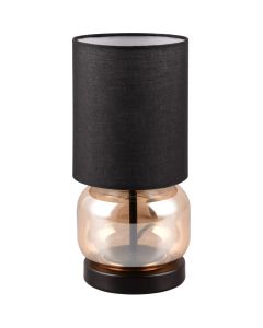 Trio Elio 517800113 amber glazen tafellamp met zwarte kap
