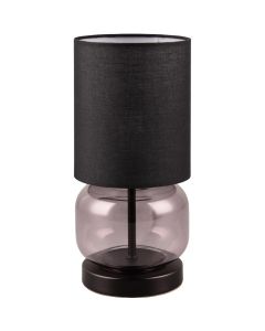Trio Elio 517800154 rookglazen tafellamp met zwarte kap