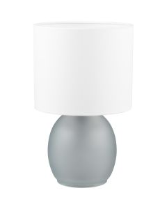 Trio Vela 517900111 grijs glazen tafellamp met witte kap