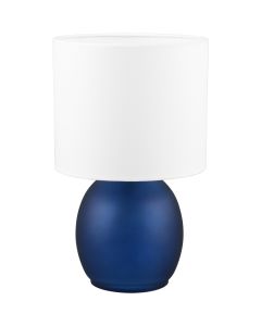 Trio Vela 517900112 blauw glazen tafellamp met witte kap