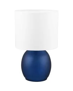 Trio Vela 517900112 blauw glazen tafellamp met witte kap